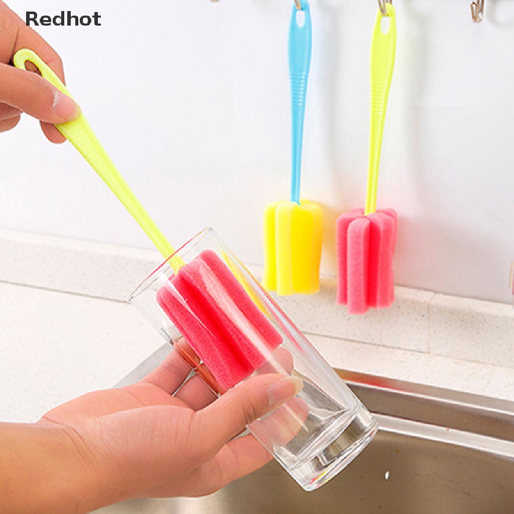 &lt; Redhot &gt; Cọ Mút Xốp Mềm Cán Dài Vệ Sinh Bình Nước / Bình Thủy Tinh Nhà Bếp Đặc Biệt