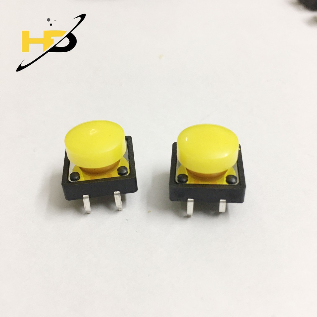 Linh Kiện Điện Tử, Bộ 10 Nút Nhấn 12x12x7.3mm 4 Chân Kèm Mũ Nút Nhấn