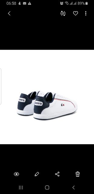 Giày Lacoste nữ trắng viền đỏ xanh đen size UK3. Fullbox. Chính hãng