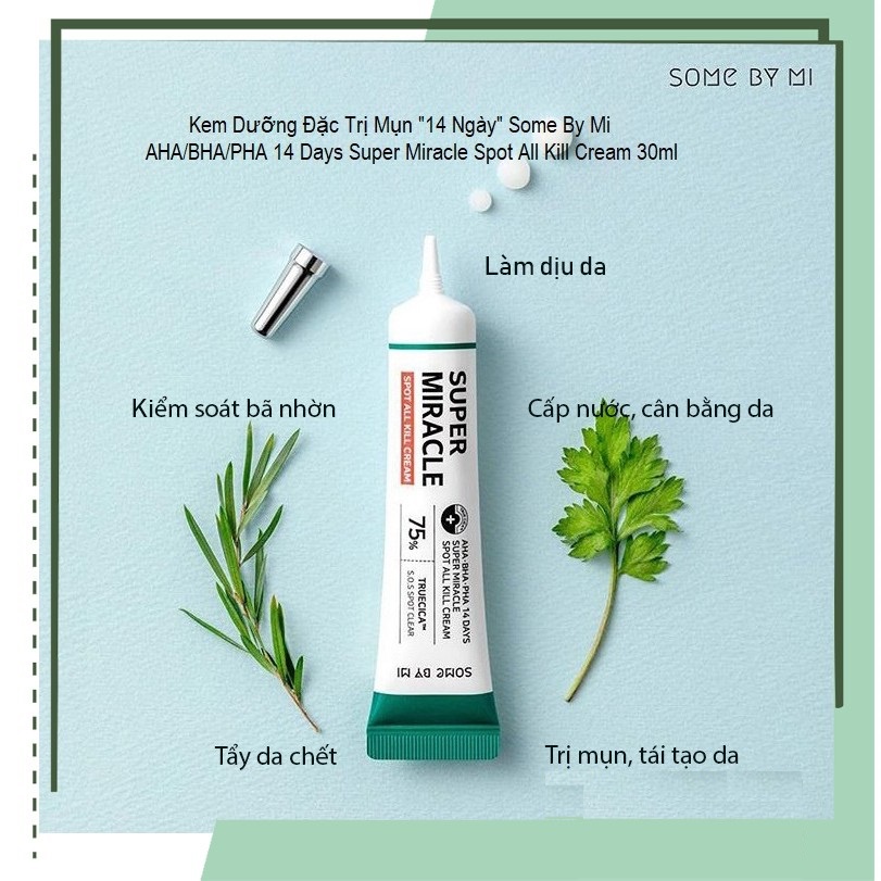 Combo Giảm Mụn Cấp Tốc  14 ngày Some By Mi 30 Days Miracle ( Kem Chấm Mụn 30ml + Tinh Dầu Tràm Trà 10ml )
