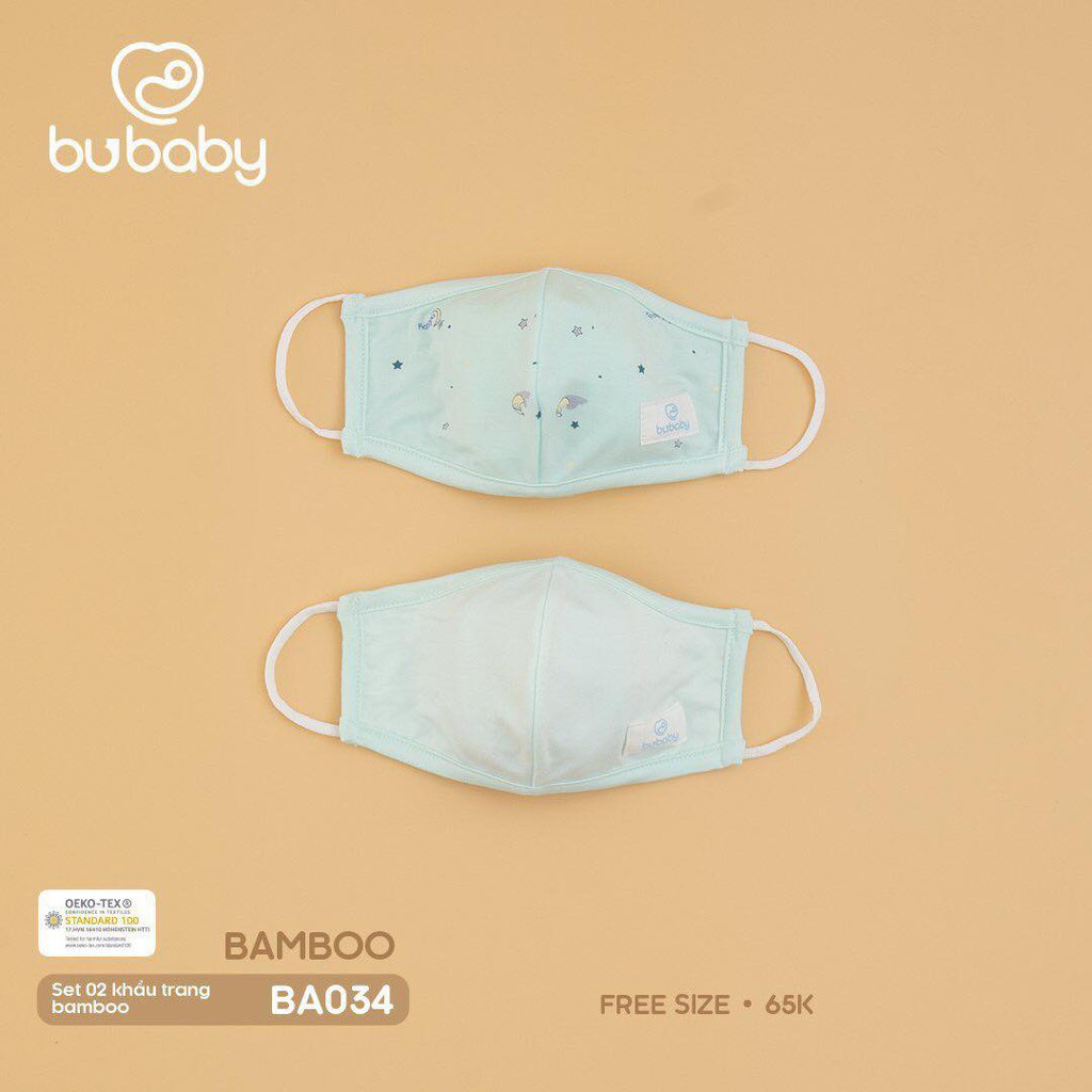 Set 2 khẩu trang sợi tre Bubaby cho bé