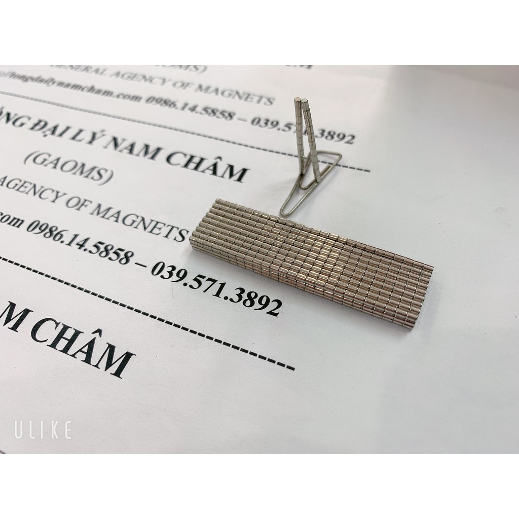 100 viên nam châm mini 1,5x2mm, nam châm trắng đất hiếm kích thước nhỏ D1,5mm dày 2mm