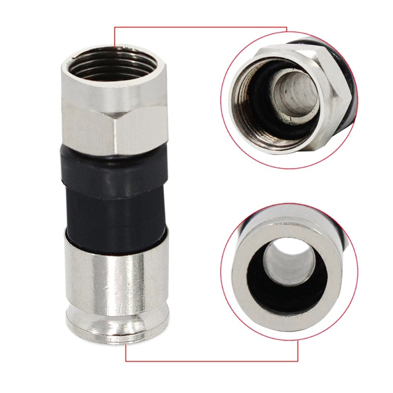 Bộ 10 Đầu Nối RG6 F Type F Kỹ Thuật Số Cho Dây Cáp Vệ Tinh Sky Satellite