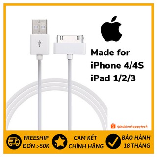 [ FREESHIP ] Cáp Sạc Dành Cho Các Dòng Máy IPhone 4/4S, Ipad 1/2/3 Chính Hãng BYZ - HappyTech