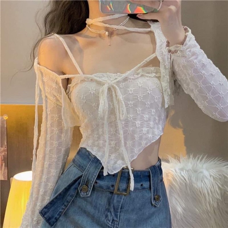 Set Áo Hoa Nổi + 2 Dây