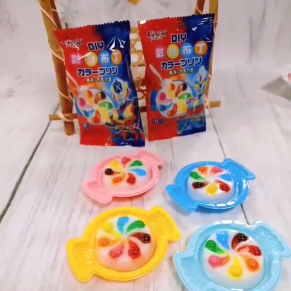 Một lốc gồm 40 gói thạch pudding mix kẹo sắc màu tự làm DIY cho bé siêu dễ thương gói 27.5gam