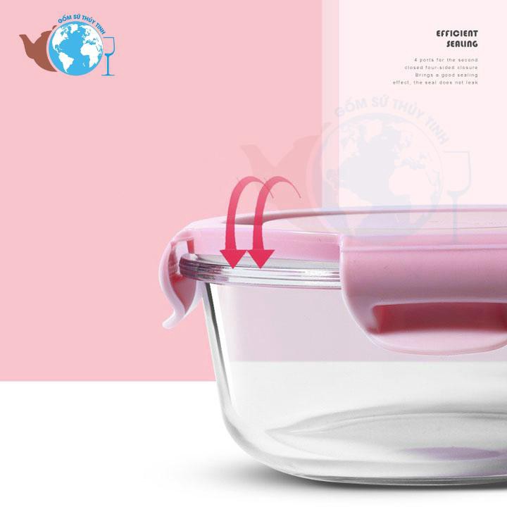 Hộp đựng cơm tròn 950ml 2 ngăn - hộp đựng thực phẩm dày chịu nhiệt cao cấp dùng lò viba - BX3001-2GD