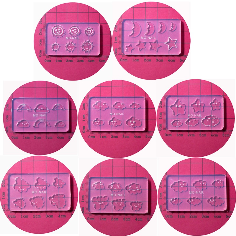 Khuôn silicone đổ resin epoxy tạo hình trăng sao mây mặt trời làm trang trí móng tay trang sức DIY