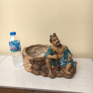  Chậu tượng Lão nông men màu xanh ngọc gốm Bát tràng 1 size CT-09 