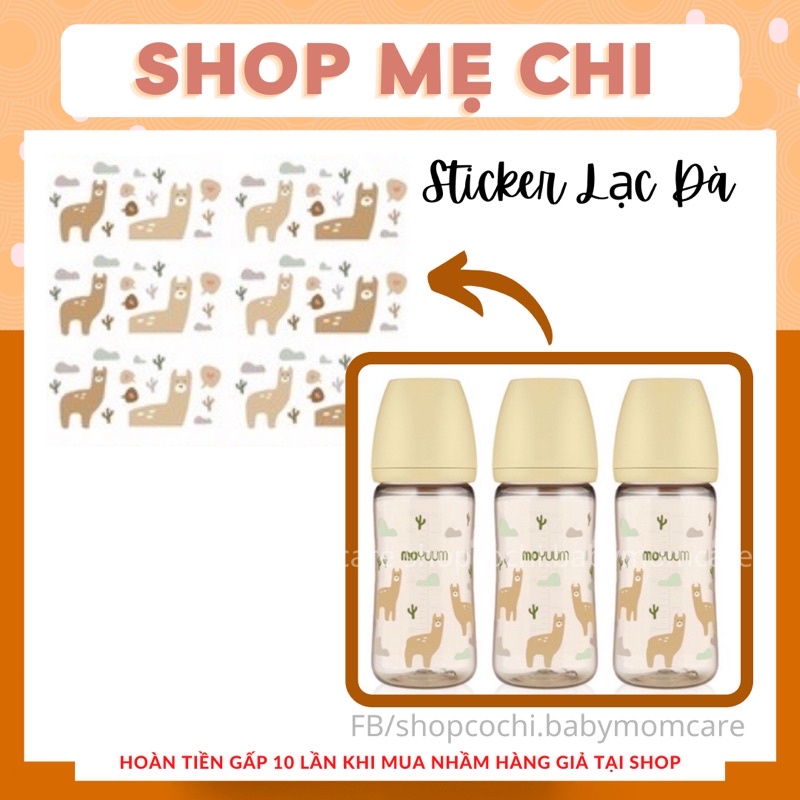 Sticker Hàn dán bình sữa Lạc đà Llama Moyuum vàng