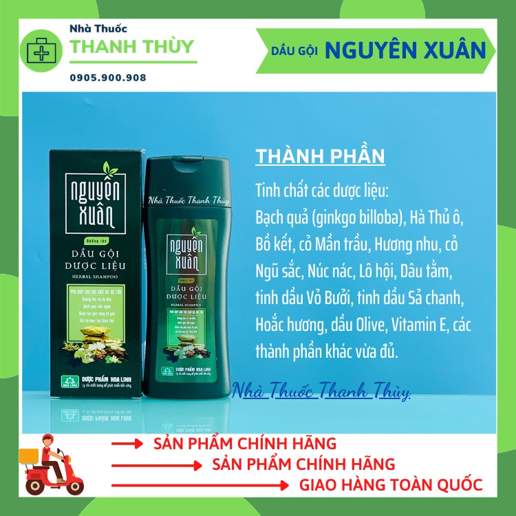 DẦU GỘI DƯỢC LIỆU NGUYÊN XUÂN [Chai 200ml] Dưỡng Da Đầu Và Dưỡng Tóc, Ngăn Rụng Tóc, Hỗ Trợ Mọc Tóc, Sạch Gàu Hết Ngứa