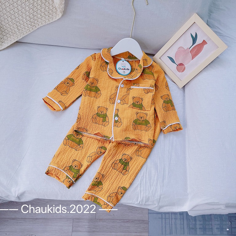 Bộ Pijama Dài Tay Cho Bé Chất Đũi Xốp Mềm Đẹp Họa Tiết Siêu Xinh DOBO057
