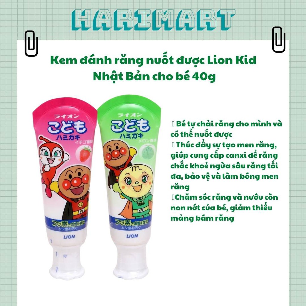 Kem đánh răng nuốt được Lion Kid cho bé 40g