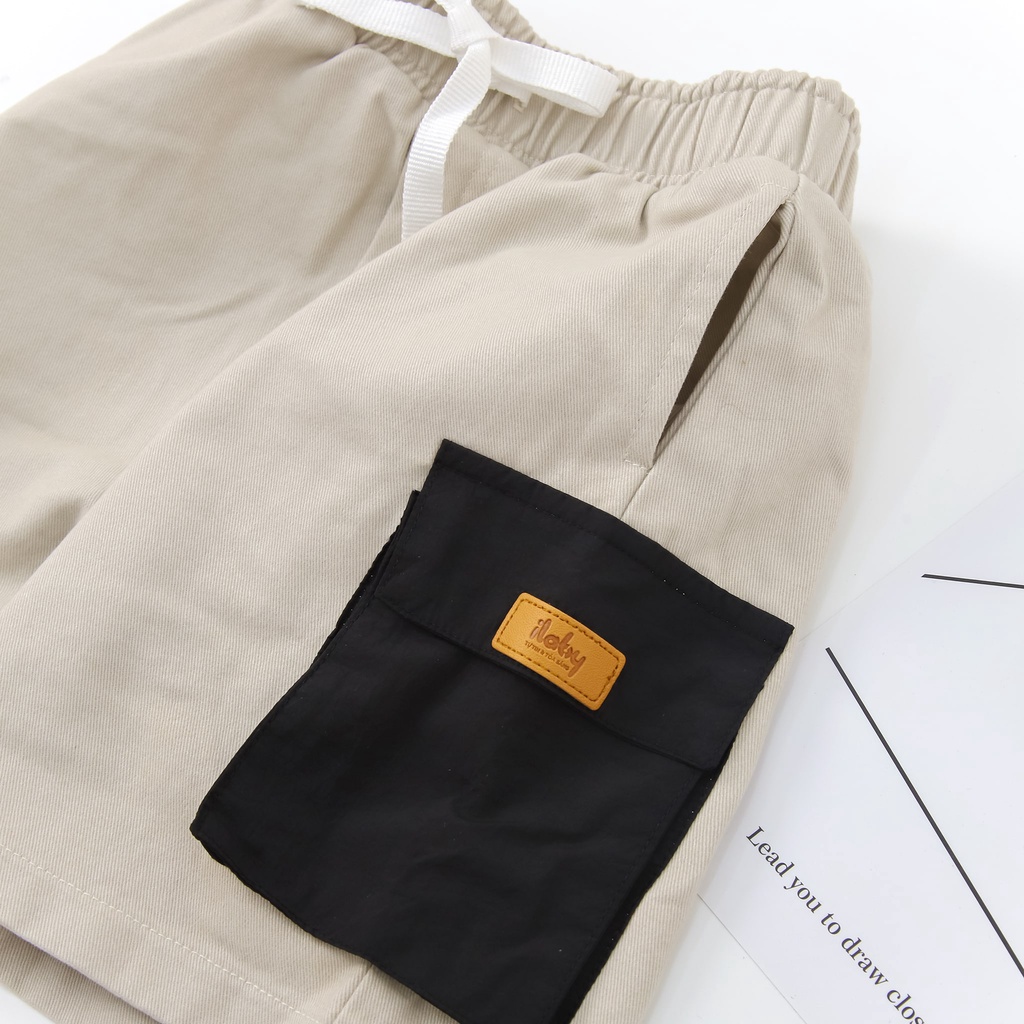 Quần short bé trai ILABY phối túi gió chất liệu kaki - Tăng 1 size so với bảng size [30IB09670622]