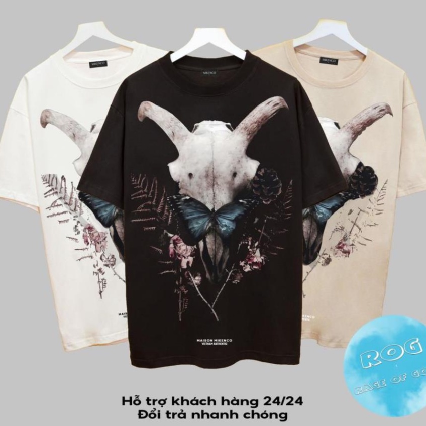 Áo thun tay lỡ MIKENCO Đầu Trâu Streetwears SG , Áo thun unisex nam nữ from rộng oversize chất liệu cotton
