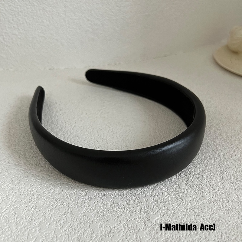 Băng Đô Cài Tóc Bằng Da PU Phong Cách Hàn Quốc Cổ Điển Thời Trang Cho Nữ