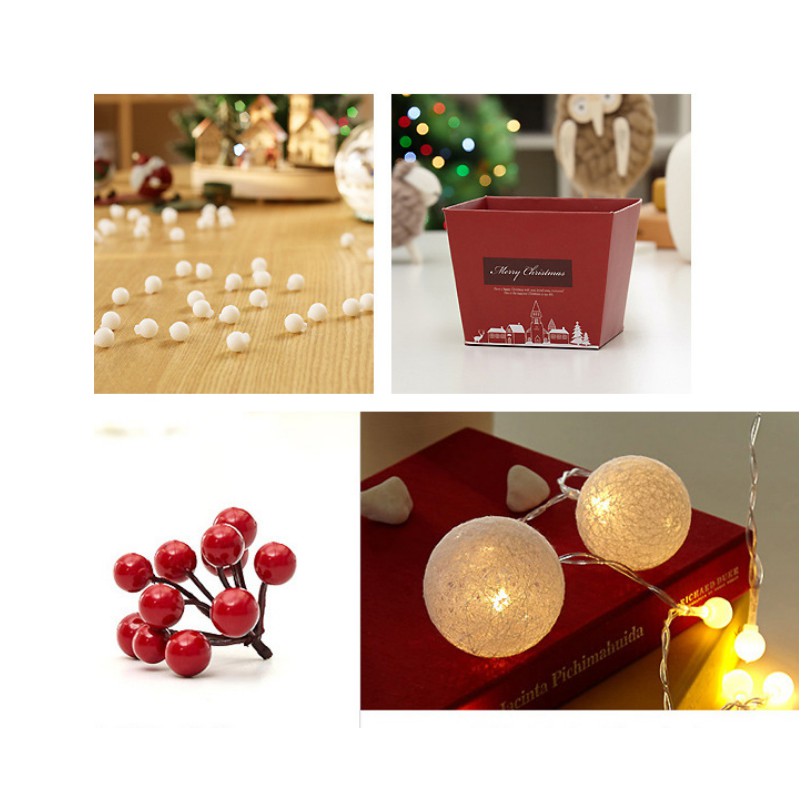 Cây thông noel cao 30cm,40cm phong cách hàn quốc đầy đủ phụ kiện và đèn C02