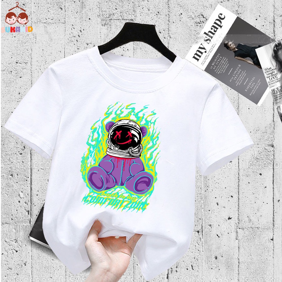 Áo thun hình gấu comfoat Bé trai và gái.áo cho bé từ 6kg-30kg.AL54.