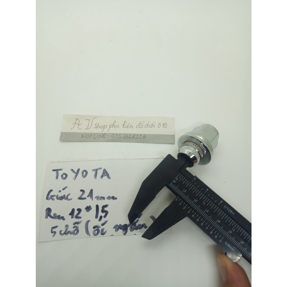 Ốc lốp bánh xe, Ốc tắc kê, Ê cu mâm xe toyota 4 chỗ và 7 chỗ Giác ngoài 21, ren 12 x 1,5