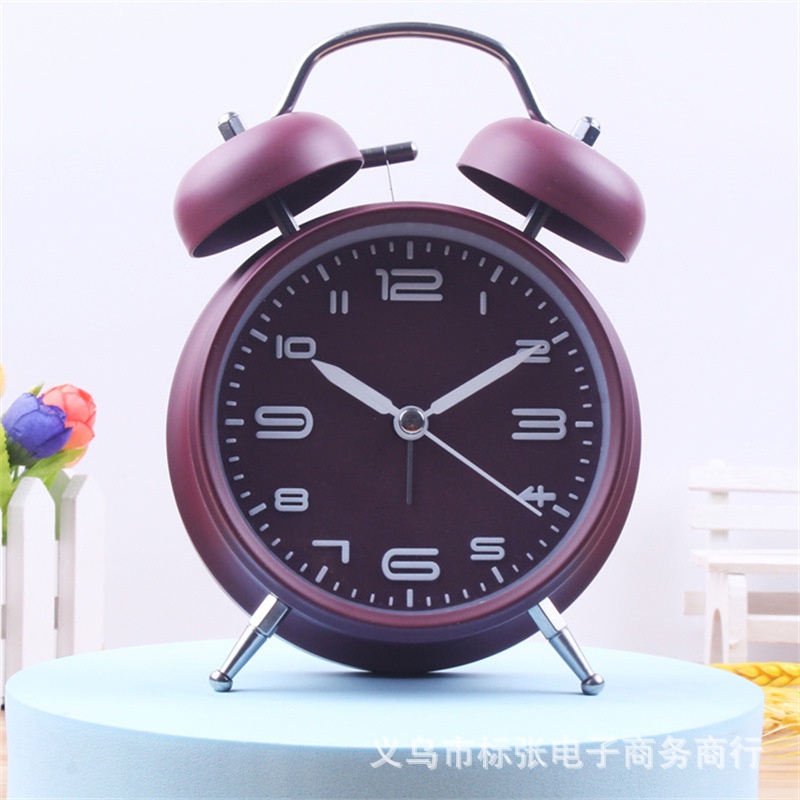 Đồng hồ kim loại báo thức có đèn ngủ