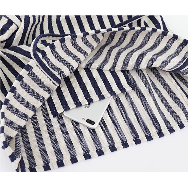 Túi Xách Vải Canvas Họa Tiết Sọc Thời Trang Cho Nữ