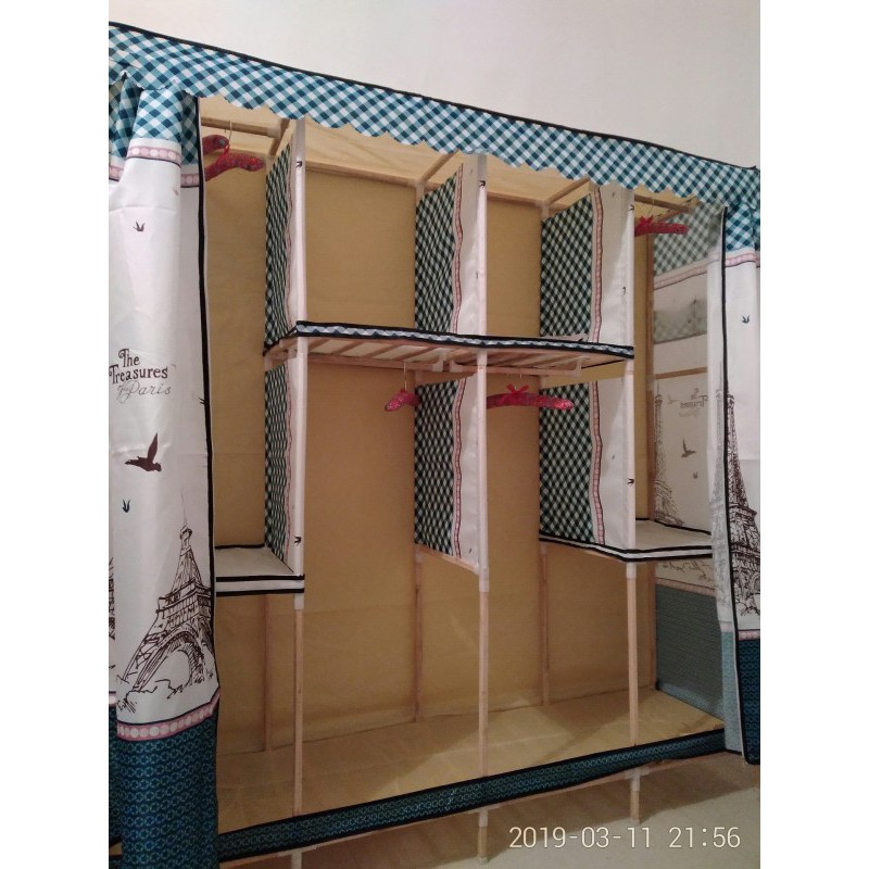 Tủ Vải khung gỗ 4 buồng - tu vai khung go 4 buong