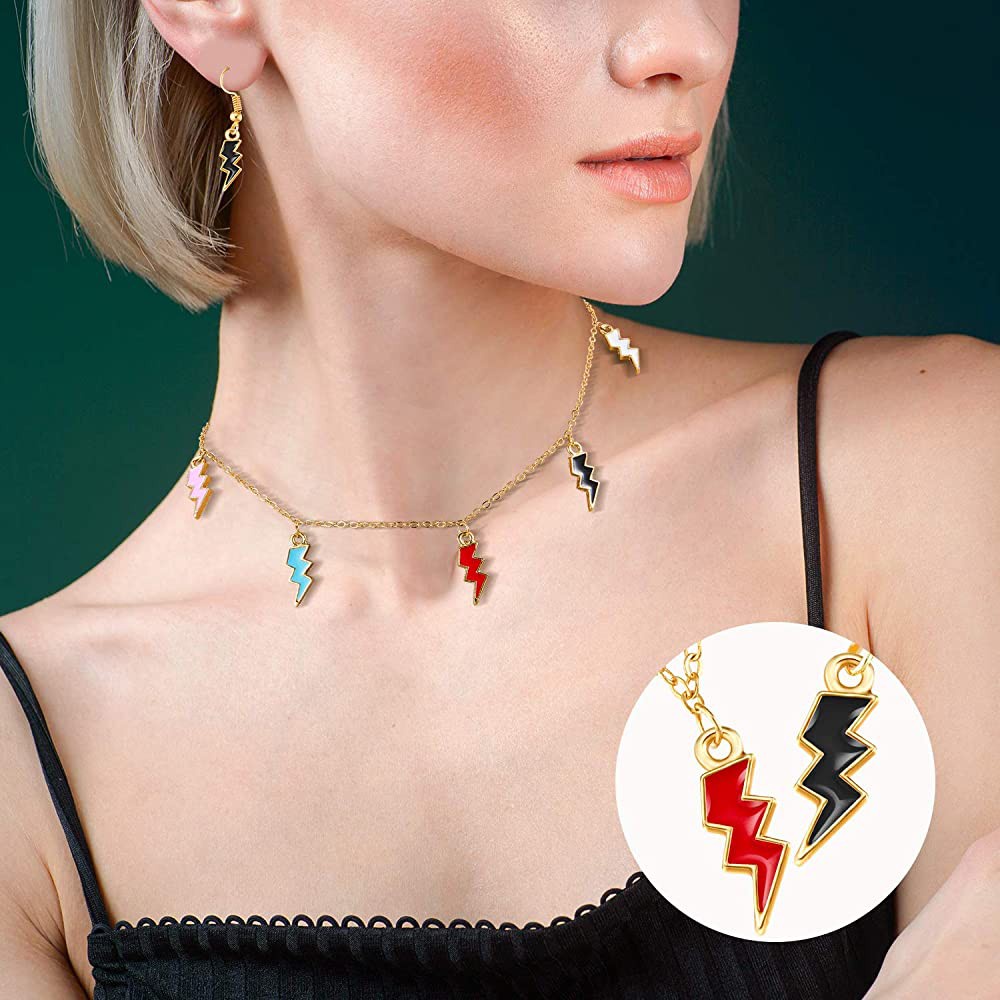 Bộ 10 Mặt Trang Sức Hình Tia Chớp Nhiều Màu Sắc Thời Trang DIY