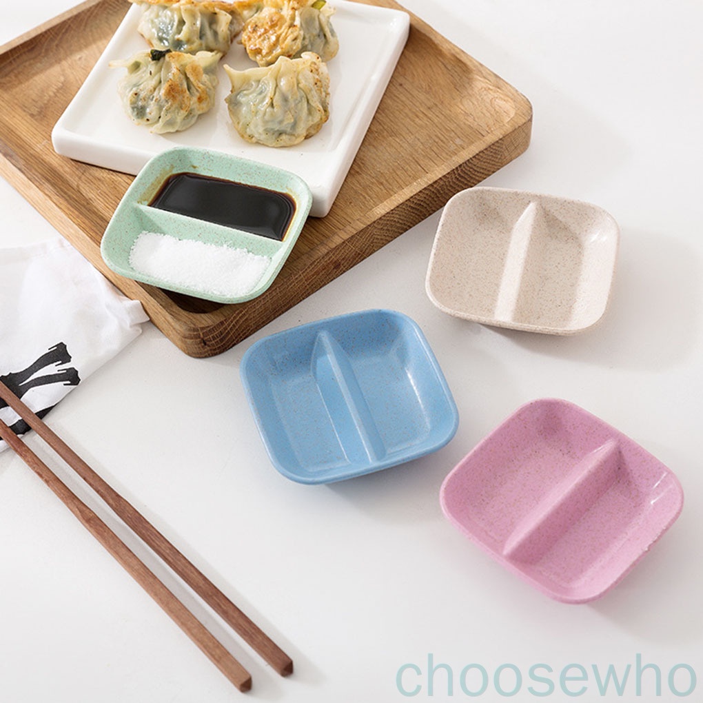 Khay đựng thức ăn hình vuông chia hai ngăn bằng chất liệu lúa mạch
