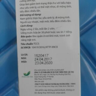 Sâm nhung bổ thận Hoa Đà lọ 30v