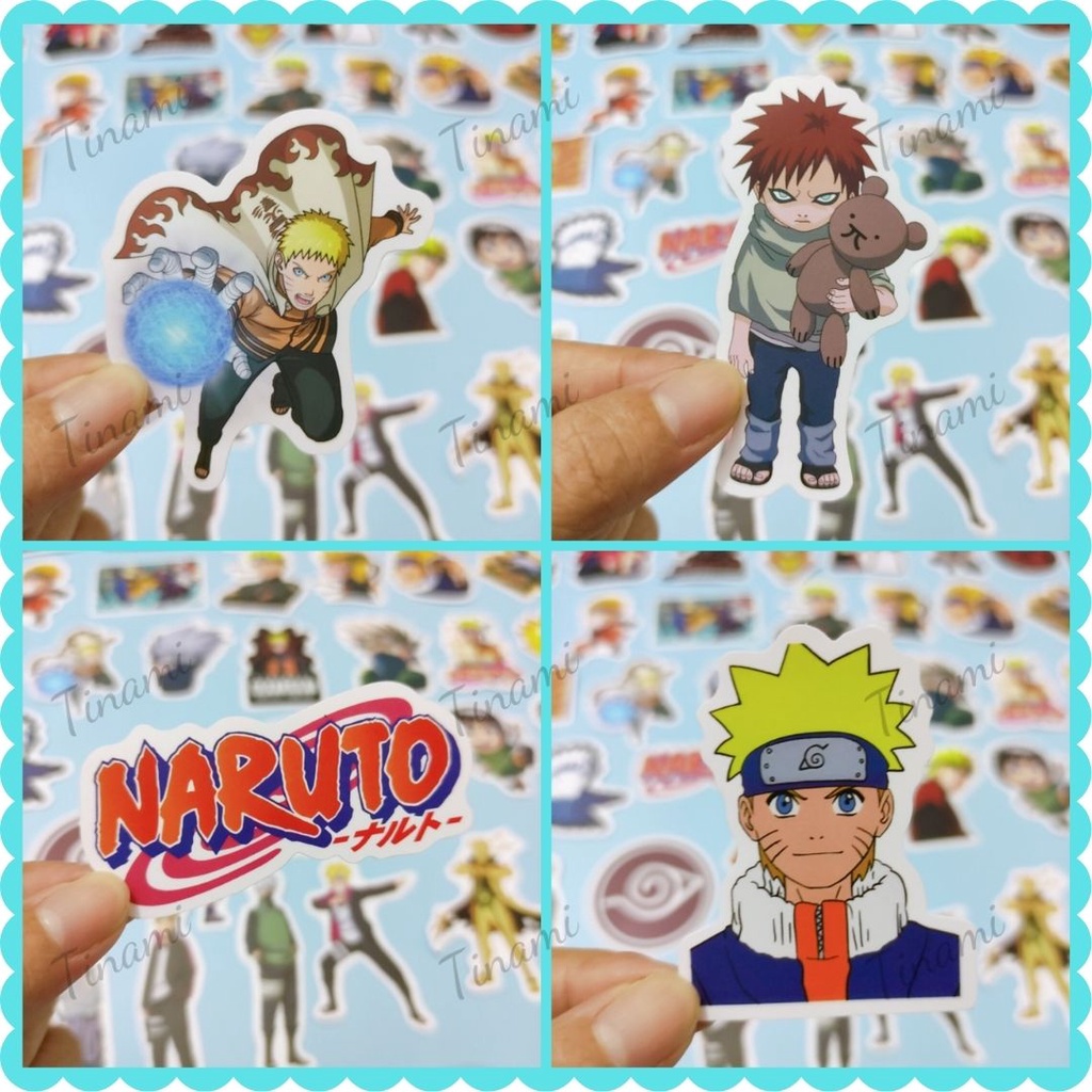 Bộ 50 Hình dán Sticker anime manga Naruto chống nước trang trí điện thoại laptop vali xe máy nón bảo hiểm siêu ngầu cool