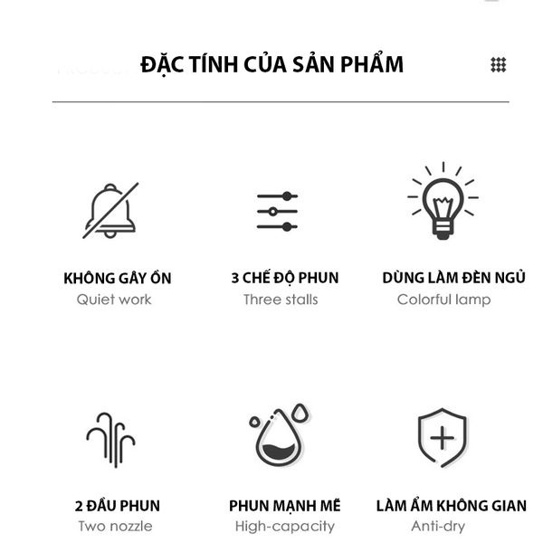 Máy xông tinh dầu Máy phun sương tạo độ ẩm hình tai mèo dung tích lớn 3 lít