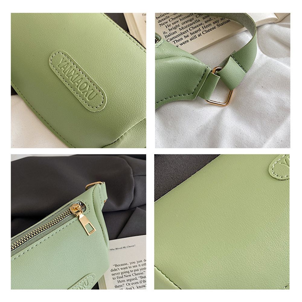 Túi đeo chéo ngực/hông bằng da PU màu trơn chống nước thời trang