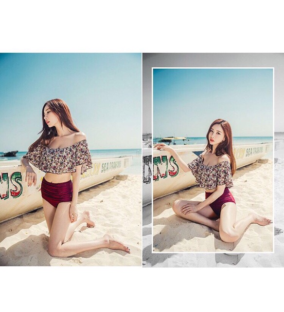 [CUỐI CÙNG] Bộ Bơi Đồ Bơi Áo Bèo Bẹt Vai Quần Cạp Cao Size L- XL (48-62kg) - Lucky Girl shop | BigBuy360 - bigbuy360.vn