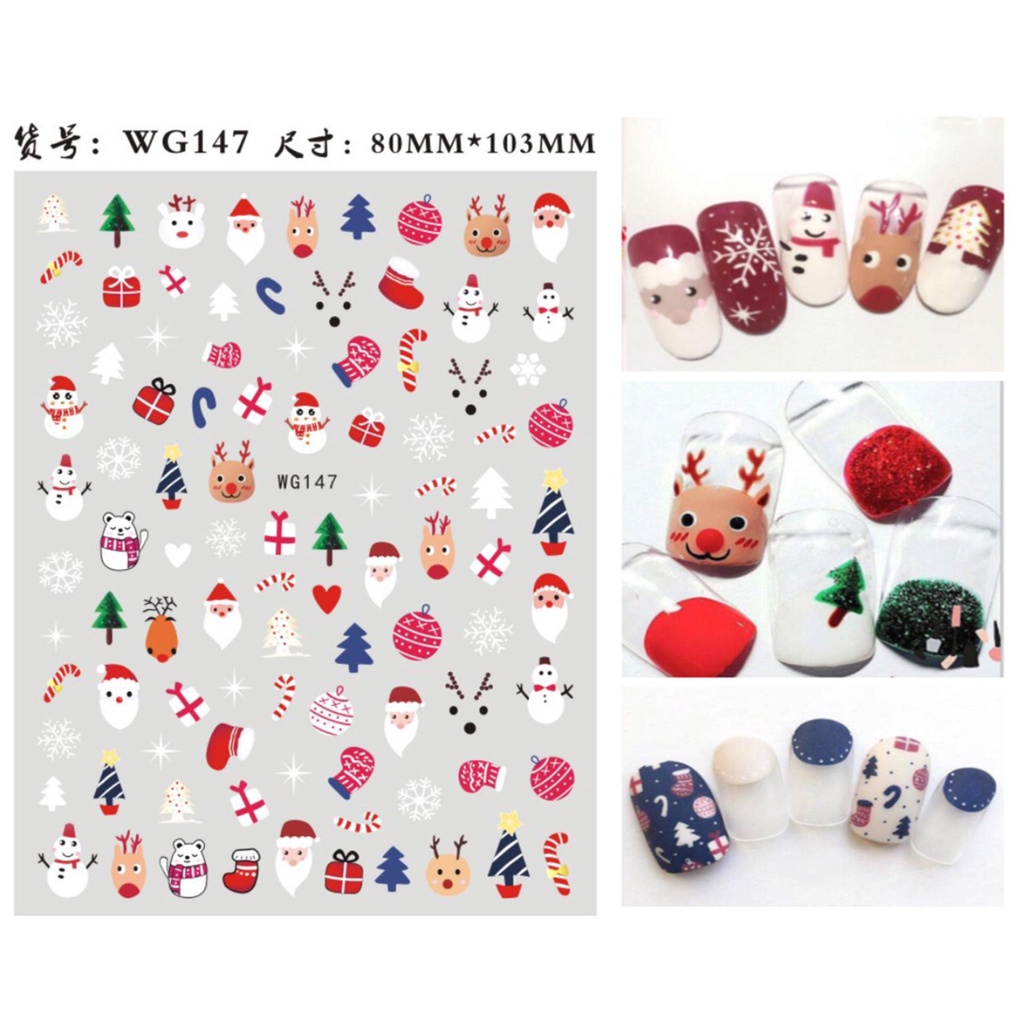 Sticker dán hình  Giáng Sinh Noel, Bông Tuyết Ông Già Mẫu Mới- Trang Trí Móng Nail Nghệ Thuật Giáng Sinh Năm Mới