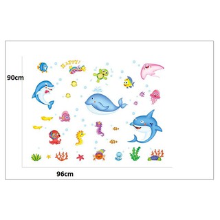 decal dán tường combo cá heo