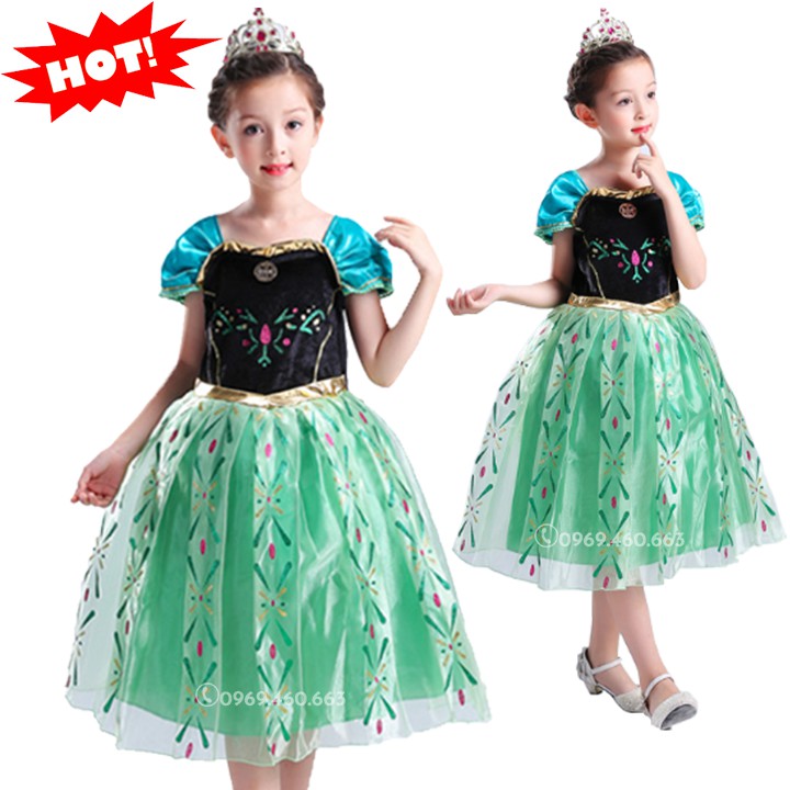🔥Xả Hàng🔥 Váy Đầm Anna. Váy Đầm công chúa Anna cho bé cao cấp Kèm Phụ Kiện