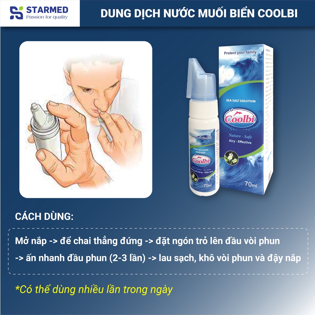 Xịt Muối Biển COOLBI Làm Sạch Và Giảm Nghẹt Mũi