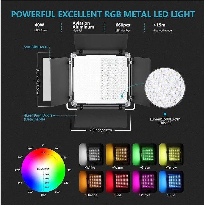 Bộ 2 đèn led quay phim chụp ảnh Neewer 660 RGB