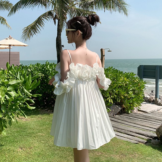 Đầm nữ hai dây dáng xòe xếp ly Emilyshop