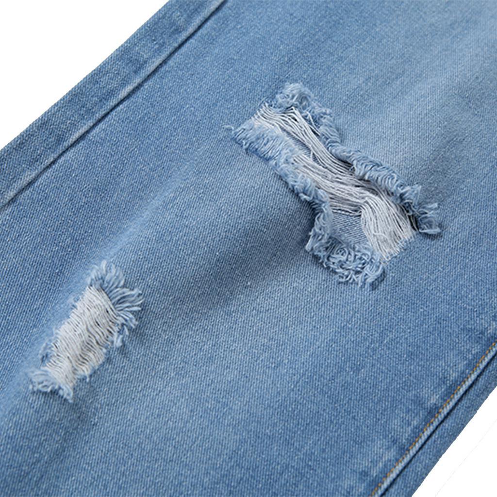 Quần Jeans Dài Rách Gối Lưng Cao Thời Trang Cho Phụ Nữ