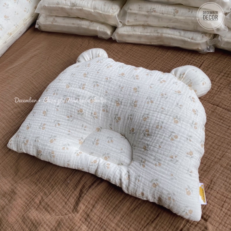 Gối nằm xô cho bé sơ sinh siêu mềm mại, không gây kích ứng họa tiết hoa nhí vintage