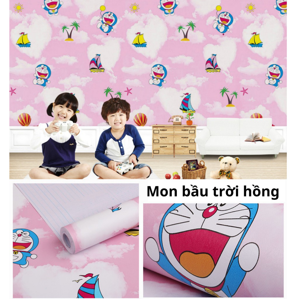 5 mét giấy dán tường họa tiết doraemon khổ rộng 45cm, giấy decal dán tường doremon dễ thương - Lala Mart