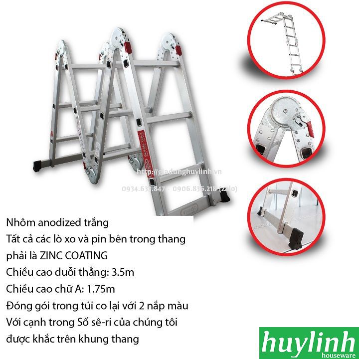 Thang nhôm gấp 4 đoạn 3 bậc Oshima T4D-3 - 3.5 mét