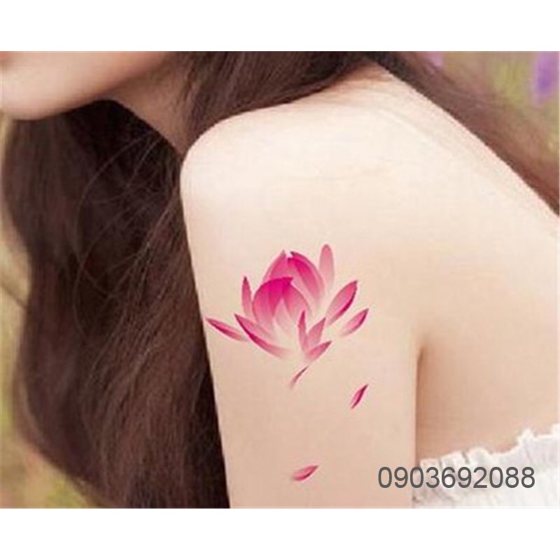 [HCM] Hình xăm dán - tattoo sticker hoa sen 10.5 x 6cm