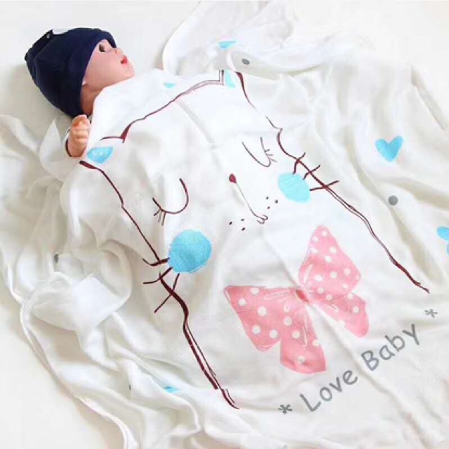 Chăn cho bé đi học- Chăn cotton lụa Aden size 105 x 105 cm, chăn đắp mùa hè thoáng mát