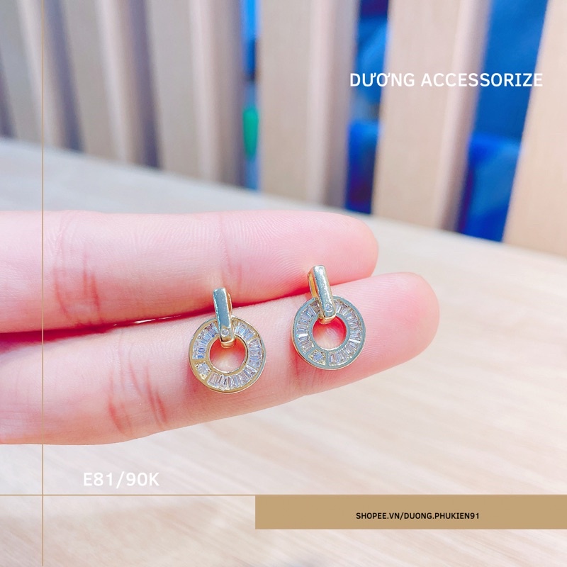 E81/ Bông tai đá zircon tròn nhỏ xinh xắn