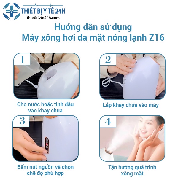 Máy Xông Hơi Mặt [Freeship] Máy Xông Hơi Mặt Nóng Lạnh Z16 - Làm Sạch Da, Cân Bằng Độ Ẩm, Ngừa Mụn, Giúp Da Căng Mịn