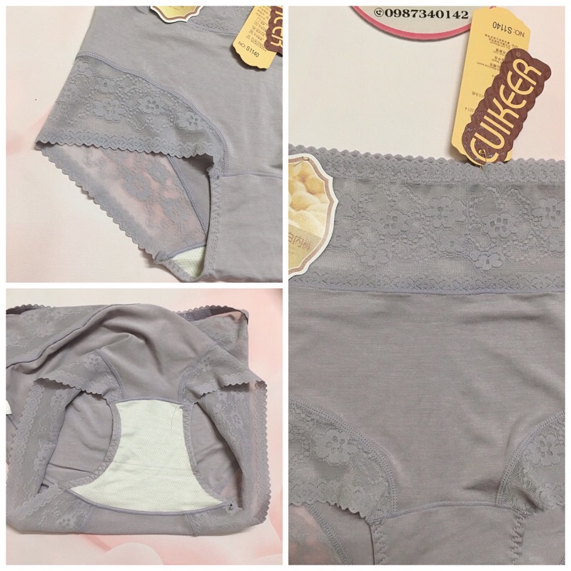 Quần lót Cotton lạnh phối ren điệu đà, cạp cao gen bụng nâng mông quyến rũ