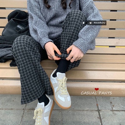 Quần Dài Ống Rộng Lưng Cao Kẻ Sọc Kiểu Hàn Quốc Cá Tính Cho Nữ