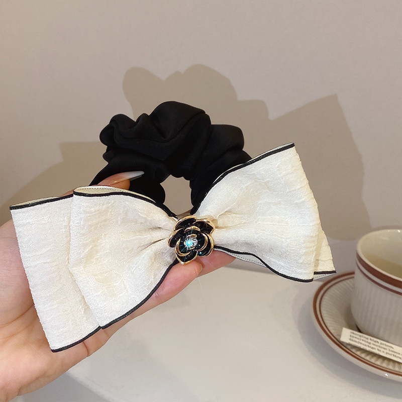 Dây Buộc Tóc Cao Su Co Giãn Phối Hoa Trà Thanh Lịch Thời Trang Hàn Quốc Cho Nữ